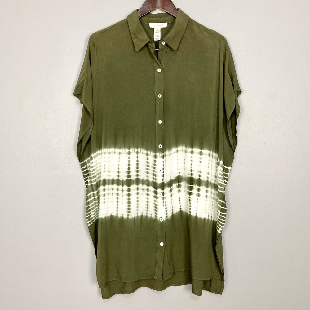 OneTheLand Tie Dye Caftan Tunic Women’s Size S Button Front Oversized Beach Boho